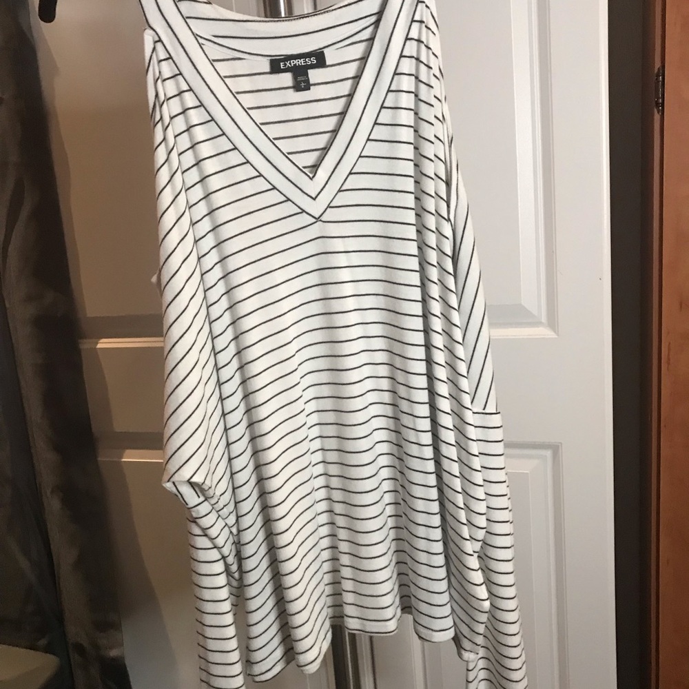 Express cold shoulder striped shirt size L